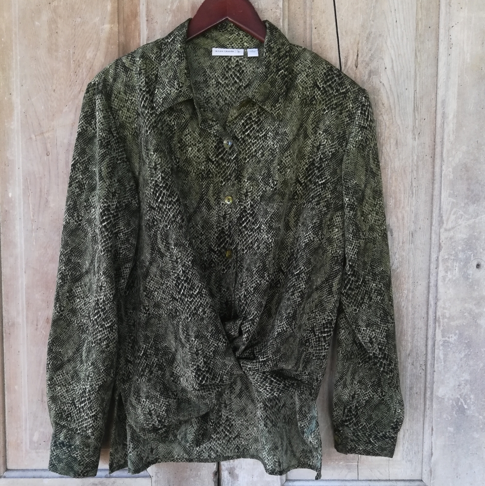 Green Python Print Shirt - image 1